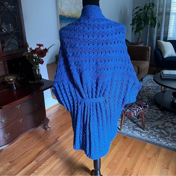 Kilronan Knitwear Cardigan Sweater Vest Womens Blue Open Front Merino Wool Sz L - Picture 5 of 7